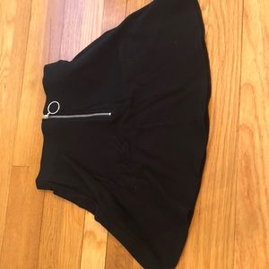 Black zip up fit and flare skirt